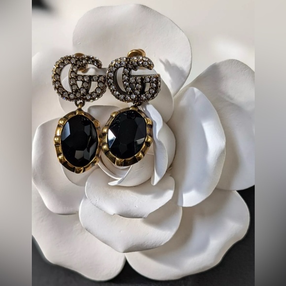 Gucci Double G With Black Crystal and Austrian Zircon - Made in Italy. - Picture 1 of 7